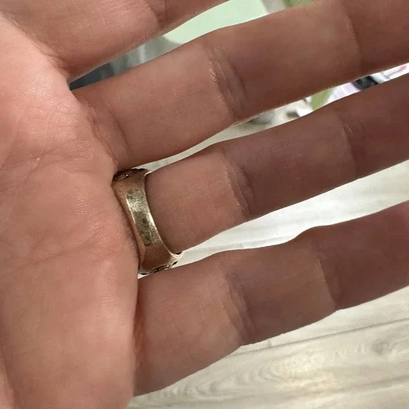 Turquoise and silver thick ring with engraved skulls retro size 6 - Picture 6 of 6